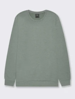 Piazza Italia Felpa girocollo in misto cotone garzato melange - Verde Fashion