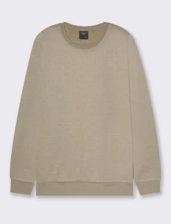 Piazza Italia Felpa girocollo in misto cotone garzato melange - kaki Verde Best Sale