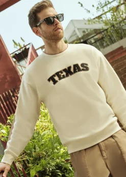 Piazza Italia Felpa girocollo in misto cotone garzato regular fit - latte Bianco New