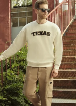 Piazza Italia Felpa girocollo in misto cotone garzato regular fit - latte Bianco New