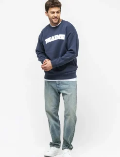 Piazza Italia Felpa girocollo in misto cotone garzato regular fit - Avion Blu Cheap