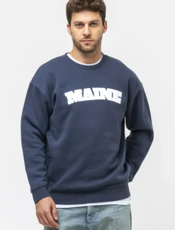 Piazza Italia Felpa girocollo in misto cotone garzato regular fit - Avion Blu Cheap