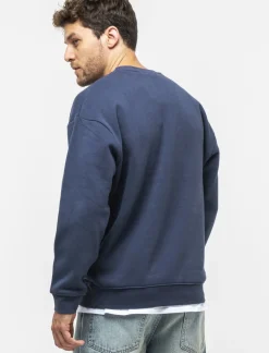 Piazza Italia Felpa girocollo in misto cotone garzato regular fit - Avion Blu Cheap