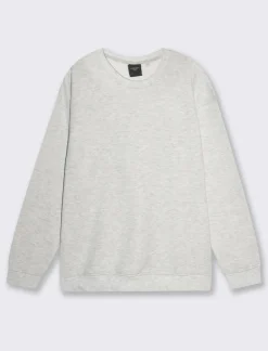 Piazza Italia Felpa girocollo in misto cotone garzato, relaxed fit - mel. Grigio Outlet