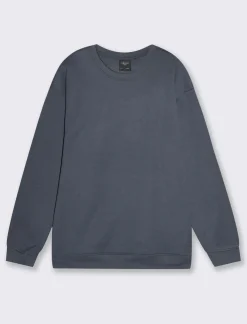 Piazza Italia Felpa girocollo in misto cotone garzato, relaxed fit - Avion Blu Sale