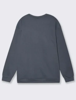 Piazza Italia Felpa girocollo in misto cotone garzato, relaxed fit - Avion Blu Sale