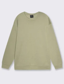 Piazza Italia Felpa girocollo in misto cotone garzato, relaxed fit - salvia Verde Shop