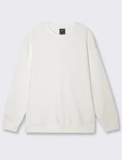 Piazza Italia Felpa girocollo in misto cotone garzato, relaxed fit - Bianco Shop