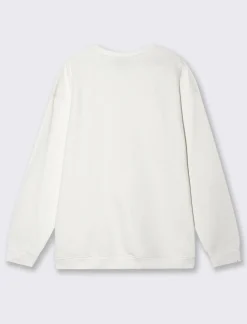 Piazza Italia Felpa girocollo in misto cotone garzato, relaxed fit - Bianco Shop