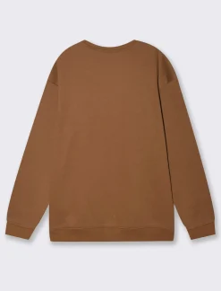 Piazza Italia Felpa girocollo in misto cotone garzato, relaxed fit - tabacco Marrone Discount