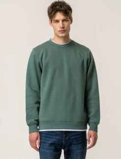 Piazza Italia Felpa girocollo in misto cotone garzato regular fit - Verde Cheap