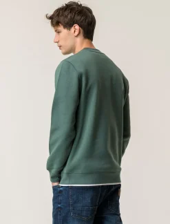 Piazza Italia Felpa girocollo in misto cotone garzato regular fit - Verde Cheap