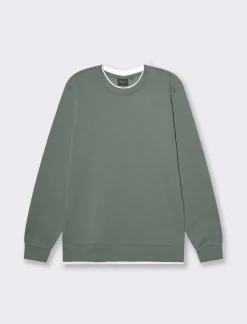 Piazza Italia Felpa girocollo in misto cotone garzato regular fit - Verde Cheap