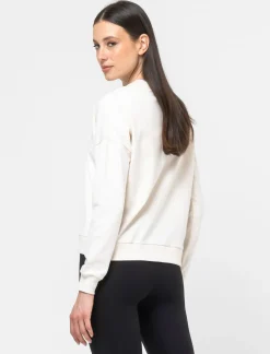 Piazza Italia Felpa girocollo in tessuto french terry di cotone con applicazioni e stampe - Avorio Beige Best Sale