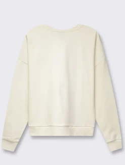 Piazza Italia Felpa girocollo in tessuto french terry di cotone con applicazioni e stampe - Avorio Beige Best Sale