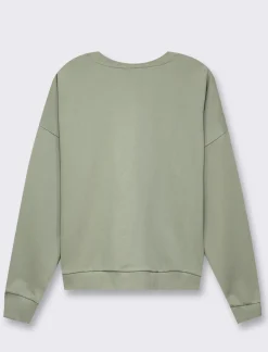 Piazza Italia Felpa girocollo in tessuto french terry di cotone con applicazioni e stampe - Verdino Verde Store