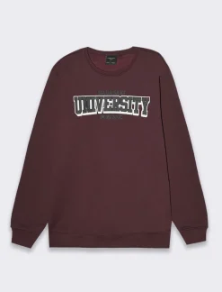 Piazza Italia Felpa girocollo maniche lunghe regular fit in misto cotone - Bordeaux New