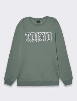 Piazza Italia Felpa girocollo maniche lunghe regular fit in misto cotone - Verde Outlet