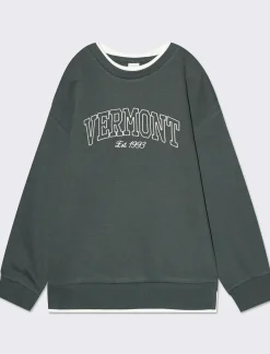 Piazza Italia Felpa girocollo over stile college con applicazioni - Verde Shop