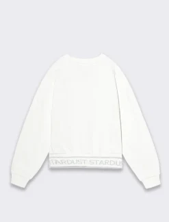 Piazza Italia Felpa girocollo regular fit con scritte e righe argento - sporco Bianco Best Sale