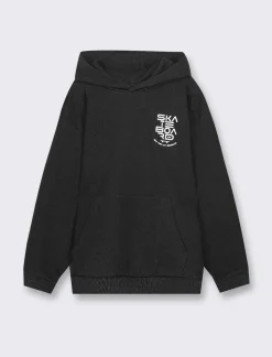 Piazza Italia Felpa in cotone con polsini in costina stampa skate per uno stile minimal sport - Nero Discount