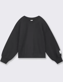 Piazza Italia Felpa in cotone, girocollo e polsini in costina con elastico inserito al fondo - Nero Best