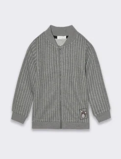 Piazza Italia Felpa in cotone melange, con zip frontale, foderata in jersey stampa gessata sul davanti - Grigio Fashion