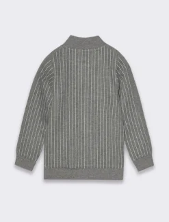 Piazza Italia Felpa in cotone melange, con zip frontale, foderata in jersey stampa gessata sul davanti - Grigio Fashion