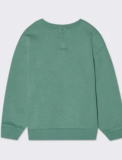 Piazza Italia Felpa in misto cotone, con stampa frontale e applicazione - Verde Sale