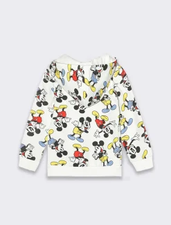 Piazza Italia Felpa in misto cotone, con cappuccio e zip, con stampa Mickey Mouse - Fantasia Multicolore New