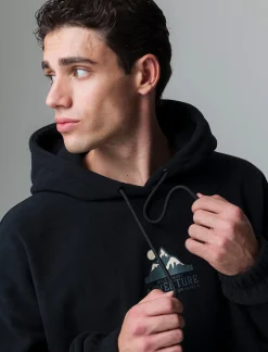 Piazza Italia Felpa in pile con cappucio regolabile con laccio in regular fit - Nero Best