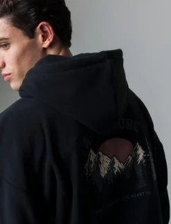 Piazza Italia Felpa in pile con cappucio regolabile con laccio in regular fit - Nero Best