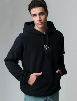 Piazza Italia Felpa in pile con cappucio regolabile con laccio in regular fit - Nero Best