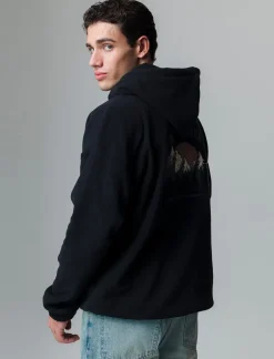 Piazza Italia Felpa in pile con cappucio regolabile con laccio in regular fit - Nero Best