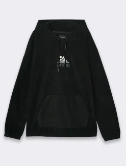 Piazza Italia Felpa in pile con cappucio regolabile con laccio in regular fit - Nero Best