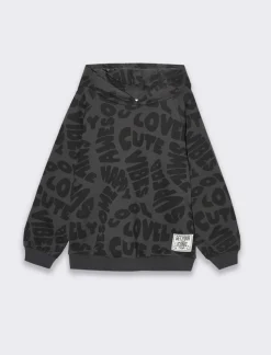 Piazza Italia Felpa in policotone stampa fantasia e patch decorativo - Nero Discount