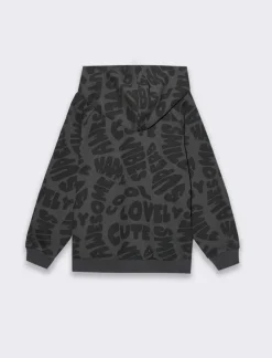 Piazza Italia Felpa in policotone stampa fantasia e patch decorativo - Nero Discount