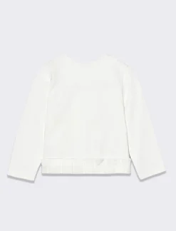 Piazza Italia Felpa in punto milano con rouche e ricamo in lurex - panna Bianco Best