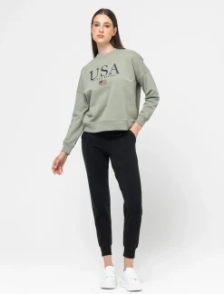 Piazza Italia Felpa leggeremnete garzata girocollo con stampa - Verdino Verde Hot