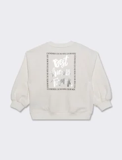 Piazza Italia Felpa loose fit con stampa e perline - sporco Bianco Best Sale