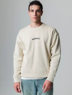 Piazza Italia Felpa loose fit in misto cotone garzato con collo rotondo - Beige Online