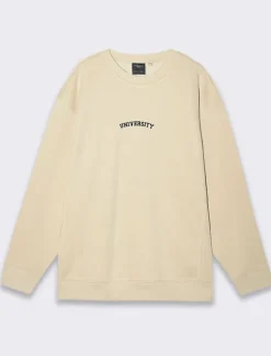 Piazza Italia Felpa loose fit in misto cotone garzato con collo rotondo - Beige Online