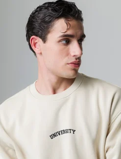 Piazza Italia Felpa loose fit in misto cotone garzato con collo rotondo - Beige Online