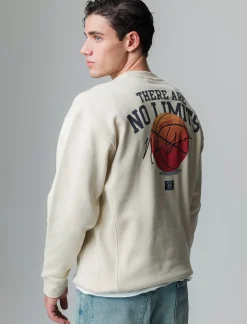 Piazza Italia Felpa loose fit in misto cotone garzato con collo rotondo - Beige Online