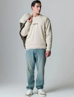 Piazza Italia Felpa loose fit in misto cotone garzato con collo rotondo - Beige Online