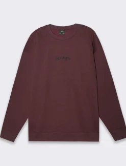 Piazza Italia Felpa loose fit in misto cotone garzato con collo rotondo - Bordeaux Rosso Flash Sale