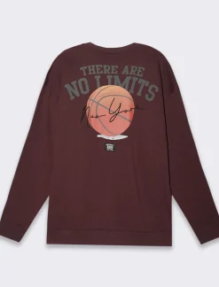 Piazza Italia Felpa loose fit in misto cotone garzato con collo rotondo - Bordeaux Rosso Flash Sale