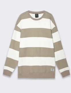 Piazza Italia Felpa loose fit in misto cotone garzato con collo rotondo - kaki Verde Sale