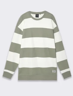 Piazza Italia Felpa loose fit in misto cotone garzato con collo rotondo - salvia Verde New