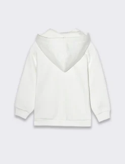 Piazza Italia Felpa manica lunga con cappuccio e apertura frontale con zip - panna Bianco Cheap